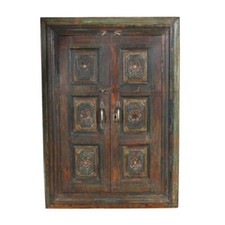 Antique Forest Green & Teak Shutter Mirror 19thC Indian Window Frame – Jardinopi