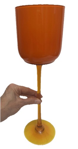 Huge orange long stemmed glass - huge,