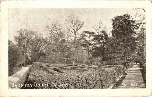Hampton court maze postcard - maze,