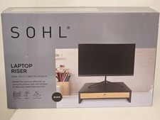 SOHL Monitor Stand w Drawer Black Desk Riser Organiser Storage sim IKEA ELLOVEN