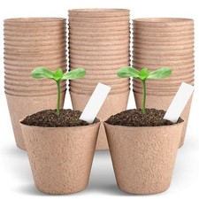 4 Inch Peat Pots, 50PCS Biodegradable Plant Starting Pots Round Nursery Pot, 