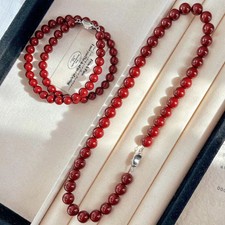 18 inch NEW SOUTH SEA GENUINE AAA 8 MM RED CORAL NECKLACE 925S CLASP