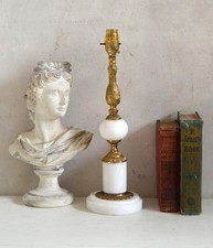 Vintage White Marble & Brass