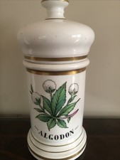 Antique Style Chemist Pharmacy Ceramic Apothecary Jar Spanish Canister Cotton