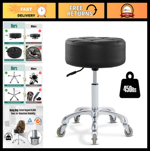 Adjustable rolling stool with - rolling,