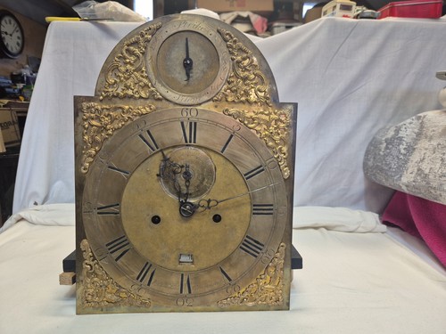 Antique brass dial longcase - dial,