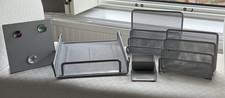 Grey metal Mesh Home/office desk organiser set 5 pieces in bundle 