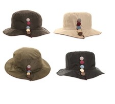 LADIES RAIN HAT SHOWERPROOF WIDE BRIM COUNTRY BUCKET HAT 4 COLOURS UK SELLER