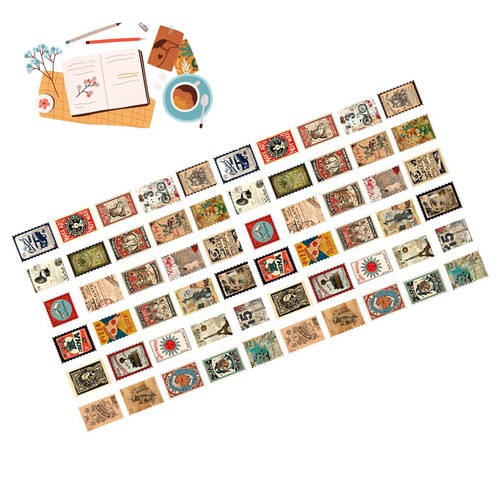60pcs stamp stickers - stamp,