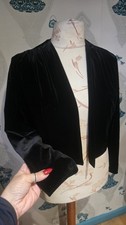 gorgeous black velvet ruched shoulder bolero jacket by Ariella, Size 14