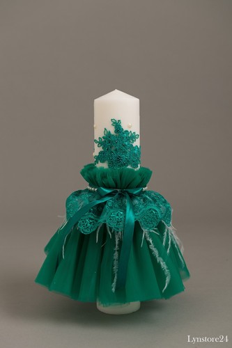 Christening candle turquoise - christening,