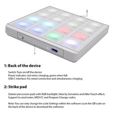 1-M-VAVE MIDI Controller Pad 16 Velocity Sensitive RGB Backlight Pads MIDI HQGG