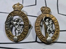 Vintage Pair Bi-Metal ROYAL CORPS OF SIGNALS Military Militaria Collar Badges