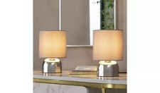 Argos Home Pair of Touch Table Lamps - Flint Grey and Chrome MINOR RIPPED