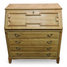 Vintage Light oak bureau - Antique style writing desk with drawers