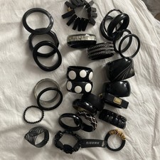 Themed Mixed Bangles Chunky Job Lot Lucid Wood Mesh Plastic Brass Black Unique