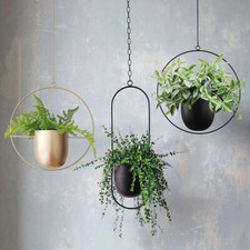 Metal Hanging Planters Flower Plant Pots Basket Suspended Artistic Display Piece
