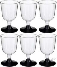 30 x Recyclable Party Plastic Wine Glasses Black Base
