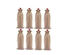 8 PCS Wine Bottle Gift Bags with Drawstring Jute Hessian Burlap Wine Bottle Bags