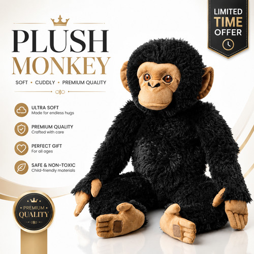 Chimpanzee soft toy 32cm - chimpanzee,