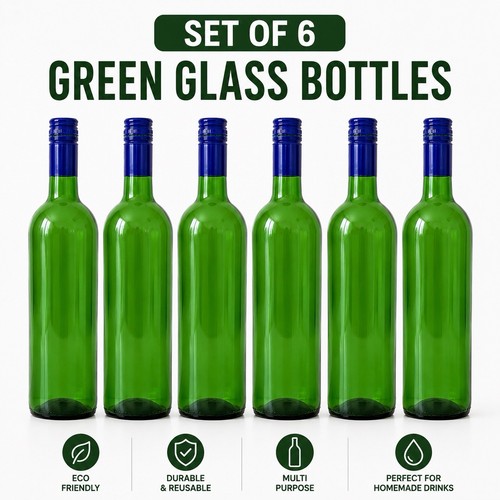 Empty green wine bottles - 6,