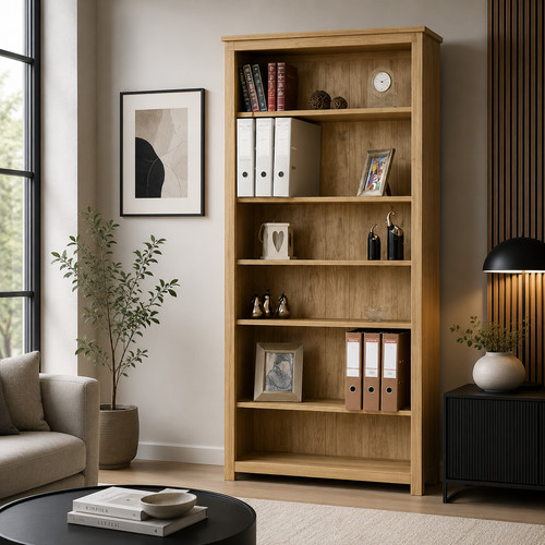 Solid oak opus large bookcase - large,
