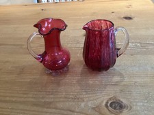 Victorian Cranberry jugs C1900 excellent condition