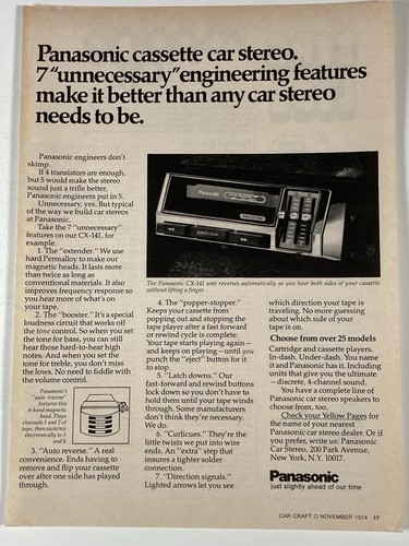 1974 panasonic cassette - cassette, car