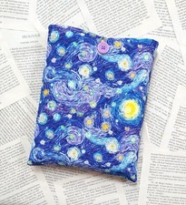 Handmade Book Sleeve Cover Padded Pouch Protector Starry Night Style Fabric