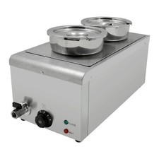 Commercial Bain Marie 2 Round 4.2L Pots Stainless Steel Electric Food Warmer 
