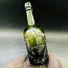 OCTAGON BREWERY PLYMOUTH Bottle Rare Antique 7.5" Embossed Victorian Dark Green