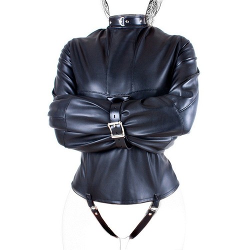 Leather bondage strait jacket - bondage,