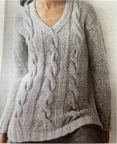 Aran neck jumper knitting - v,