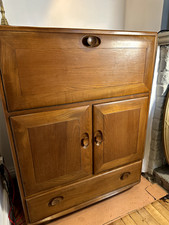 Vintage Ercol Windsor Blonde Elm Bureau/Drinks Cabinet Mid Century Retro Antique