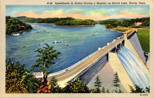 Postcard speedboats action - speedboats, in