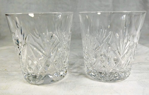Pair vintage cut glass whisky - pair,