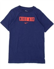 NIKE Boys Graphic T-Shirt Top 12-13 Years Large Navy Blue Cotton KQ09