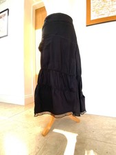 Unusual Vintage Y2K Black Parachute Maxi Skirt Pocket Gathers By K-Woman UK 16