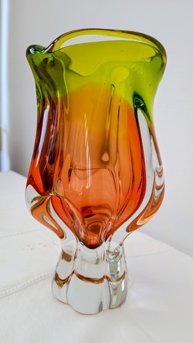 Czech tulip vase - czech, green