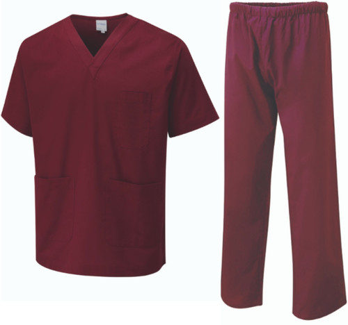 Maroon scrub set - top, &