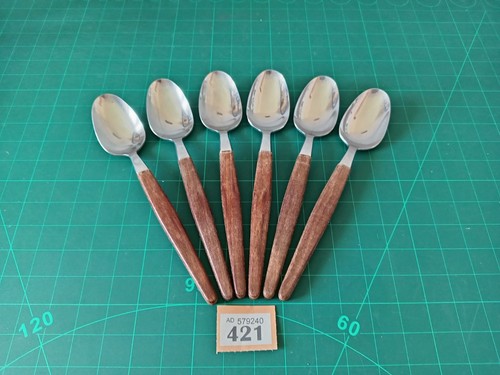 Dessert spoons with wood - 6x,