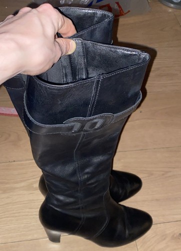 Gabor black leather - leather, knee