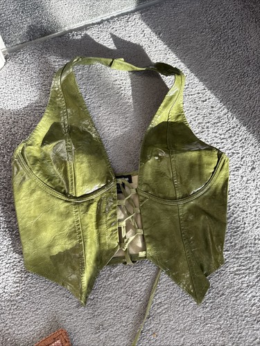 Green leather corset plt - corset,