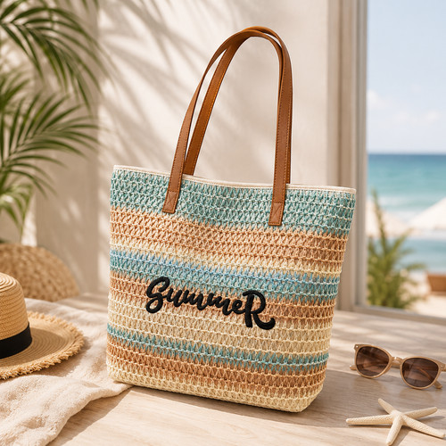 Summer beach tote bag woven - beach,