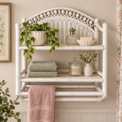 Vintage white wicker - white,