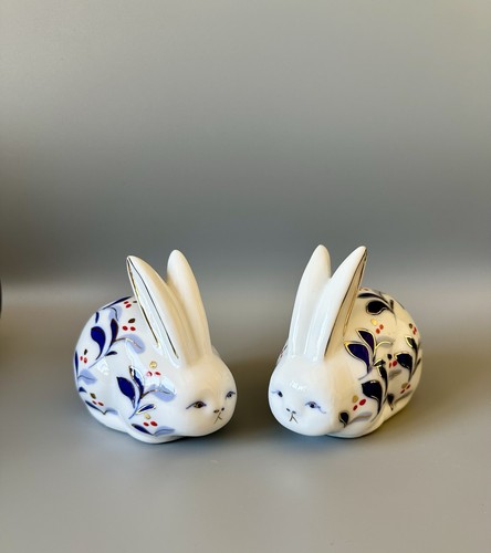 Pair ceramic rabbit bunny - of,