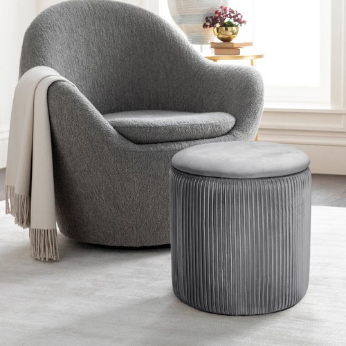Velvet storage footstool - storage,