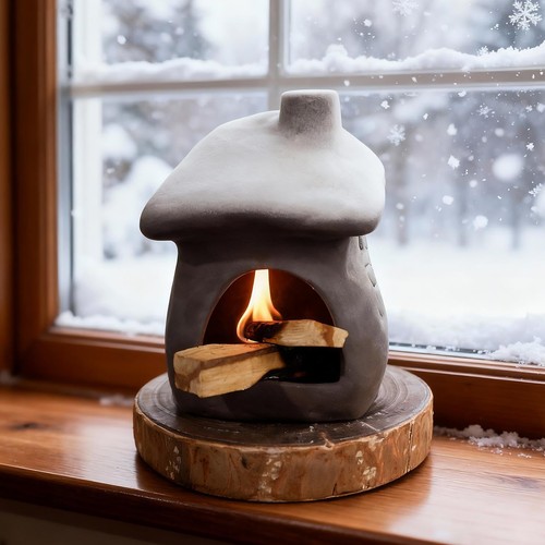 Tall snow roofed ceramic - tall, palo