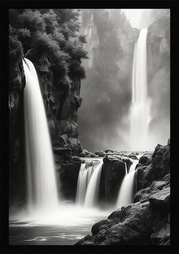 Waterfall beautiful framed - beautiful,