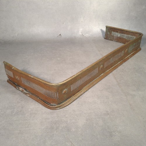 Antique brass fireplace fender - brass,